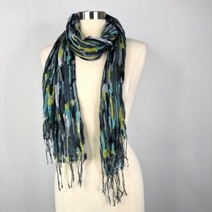 Women's Linen blue and green scarf
